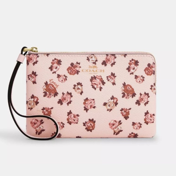 NWT COACH Wallet Corner Zip Wristlet Wallet Clutch w Rose Print CZ442 AUTHENTIC - Picture 6 of 7